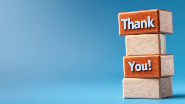 Thank you cards on wooden blocks studio digital art minimalist