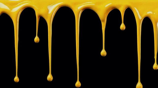 Mustard sauce drips. Mustard sauce is a tangy, spicy condiment made from crushed mustard seeds, water, vinegar, salt, and sometimes additional flavors like honey or turmeric. 