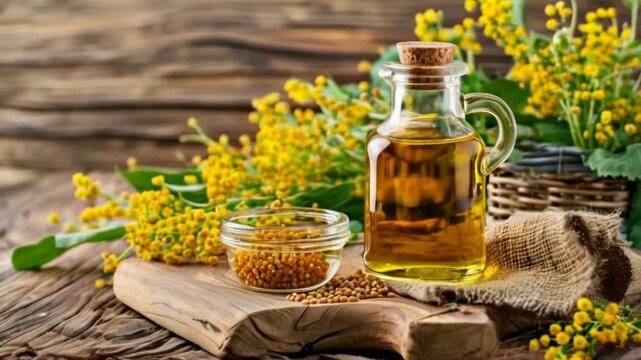 Mustard oil is a strong, pungent-tasting, yellow-colored oil extracted from mustard seeds, commonly used in Indian and Bangladeshi cuisines for cooking. 