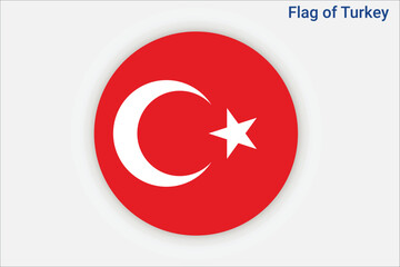 High detailed flag of Turkey. National Turkey flag. Asia. Europe. 3D illustration.