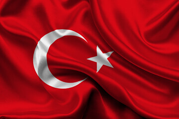 Obraz premium High detailed flag of Turkey. National Turkey flag. Asia. Europe. 3D illustration.