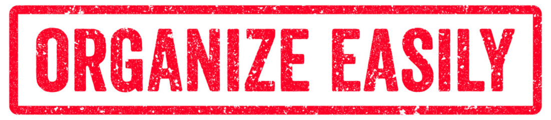 Organize Easily Stamp Transparent Seal, Red Grunge Organize Easily Word Rubber Stamp Seal