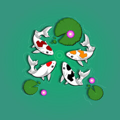 koi fish and lotus color