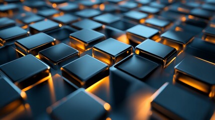 Obraz premium Illuminated Metallic Cubes Abstract Design