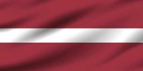 Latvia flag official colors and proportion digital vector illustration. Pleated flag.