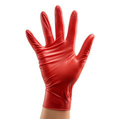 Bright Red Glove Against White Background Isolated on transparent background
