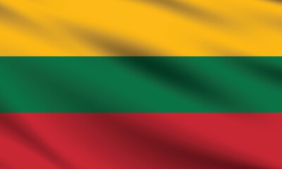 Lithuania flag official colors and proportion digital vector illustration. Pleated flag.