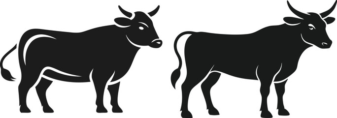 bull cow icon silhouette on a white background