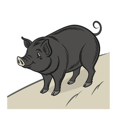 Fototapeta premium Stylized Black and White Pig Silhouette Design