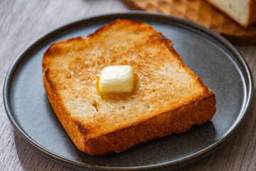 Buttered toast.
Delicious white bread image.