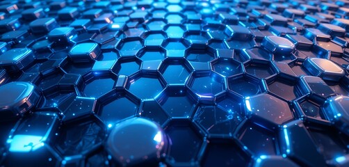 Obraz premium Abstract Blue Hexagonal Geometric Structure Design