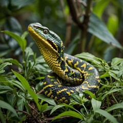 Obraz premium Moonlit Crotalus Durissus in a Nighttime Encounter Under the Stars