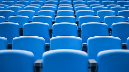 Rows of Empty Blue Stadium Seats: Awaiting the Game