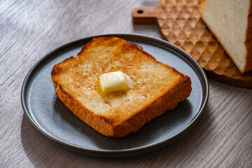 Buttered toast.
Delicious white bread image.