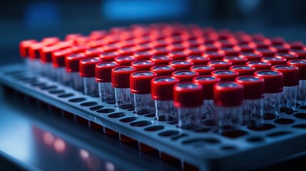 Obraz premium Laboratory action analysis of test tubes in a science facility laboratory environment close-up view research concept