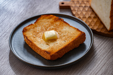 Buttered toast.
Delicious white bread image.