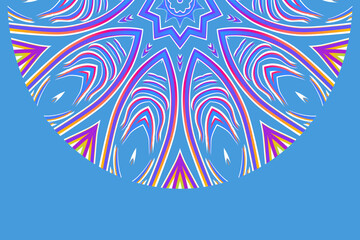 Simple colourful half circle flower line art pattern of indonesian culture traditional tenun batik ethnic dayak ornament	