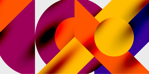 Fototapeta premium Detailed composition of circles, semicircles, and triangles with glossy effects and smooth gradients. A sleek and modern vector design for creative and tech-inspired projects