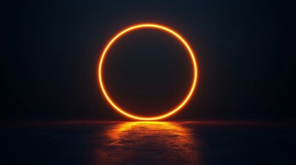 Glowing Orange Oval Light in Dark Setting