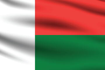 Madagascar flag official colors and proportion digital vector illustration. Pleated flag.