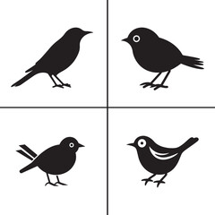 vector of black silhouette of bird