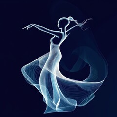 Obraz premium Elegant Woman Dancing in Flowing Abstract Dress