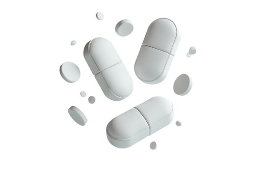 A large pile of white pills cascading down onto a contrasting black background, creating a striking visual representation of health essentials