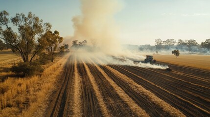 Fototapeta premium Controlled Burn in Agricultural Field 