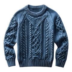 Obraz premium Cozy and Stylish Blue Gray Cable Knitted Sweater for Chilly Winter Weather