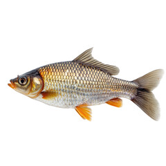 Closeup Roach Fish White Background on transparent background.
