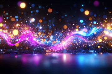 Iridescent Particles Dance in Zero Gravity, Shimmering Blues, Pinks, and Purples Burst and Float in a Surreal Weightless Space