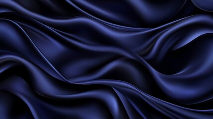Obraz premium Dark Blue Silk Fabric Draped in Elegant Waves