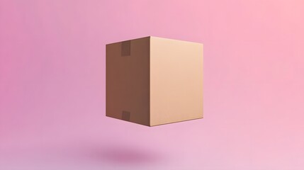 Obraz premium Floating Cardboard Box with Textures on Gradient Background