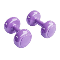 Obraz premium Colorful Purple Dumbbells for Fitness and Workouts Isolated on transparent background