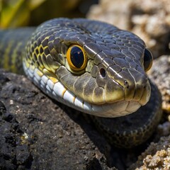 Fototapeta premium Detailed Macro Shot of Erythrolamprus Scales Showcasing Intricate Patterns and Colors