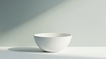 Minimalist white bowl on a table in a muted studio