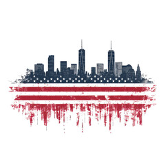 NYC Skyline Patriotism American Flag grunge art,