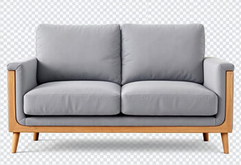 Fototapeta premium Gray sofa isolated on transparent or white background, png