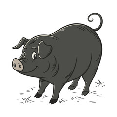 Fototapeta premium Stylized Black and White Pig Silhouette Design