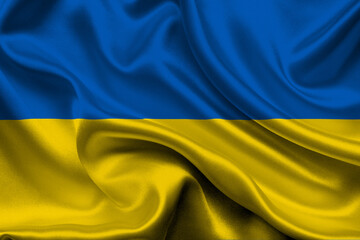 High detailed flag of Ukraine. National Ukraine flag. Europe. 3D illustration.