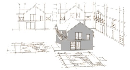 house with attic 3D illustration