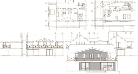 house with attic 3D illustration