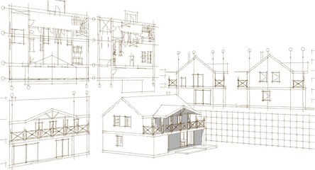 house with attic 3D illustration