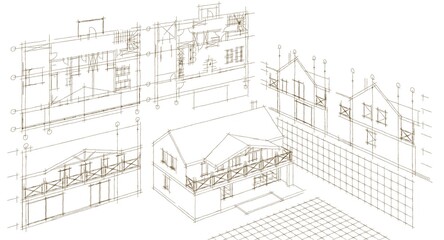 house with attic 3D illustration