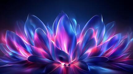 Glowing Purple and Blue Abstract Floral Artwork