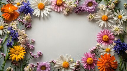 Obraz premium Vibrant Circle of Colorful Flowers in Perfect Symmetry Creating a Charming Floral Arrangement That Evokes Joy and Beauty in a Serene Natural Setting Ideal for Celebratory Occasions