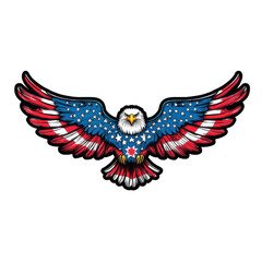 Fototapeta premium Patriotic Bald Eagle American Flag Wings Soaring,