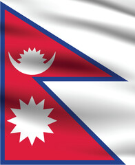 Nepal flag official colors and proportion digital vector illustration. Pleated flag.