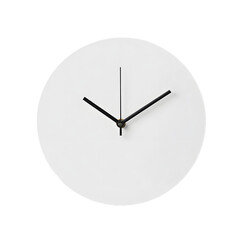 Minimalist wall clock design on a white background, showcasing a simple and modern timepiece with sleek lines and a clean, uncluttered design ideal for contemporary spaces.
