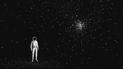 Obraz premium Astronaut standing alone in the vast expanse of space